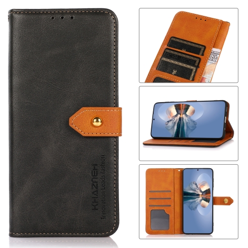 

For Google Pixel 6a KHAZNEH Dual-color Cowhide Texture Horizontal Flip Leather Phone Case(Black)