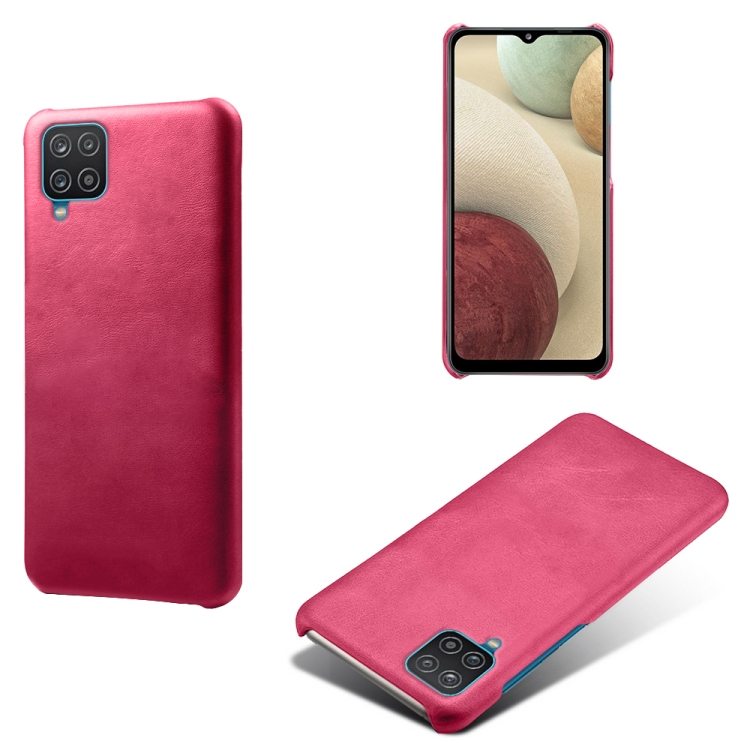 

Calf Texture PC + PU Phone Case For Samsung Galaxy A12(Rose Red)