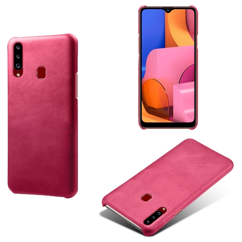 

Calf Texture PC + PU Phone Case For Samsung Galaxy A20s(Rose Red)