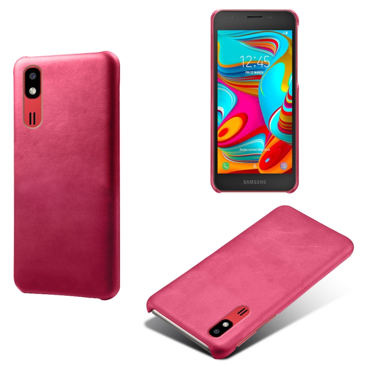 

Calf Texture PC + PU Phone Case For Samsung Galaxy A2 Core(Rose Red)