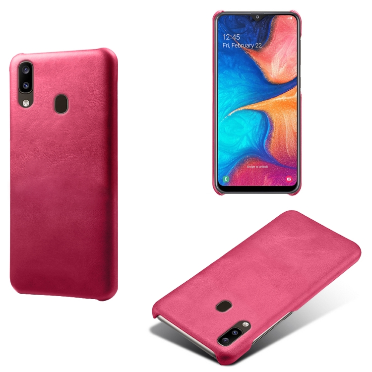 

Calf Texture PC + PU Phone Case For Samsung Galaxy A20(Rose Red)