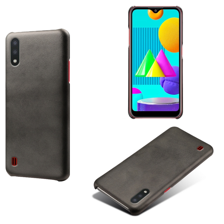 

For Samsung Galaxy M01 Calf Texture PC + PU Phone Case(Black)