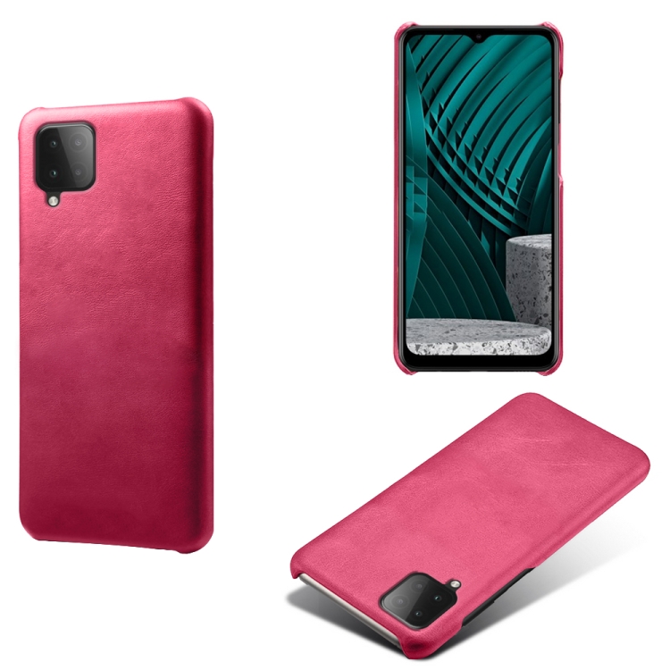 

For Samsung Galaxy M12 Calf Texture PC + PU Phone Case(Rose Red)