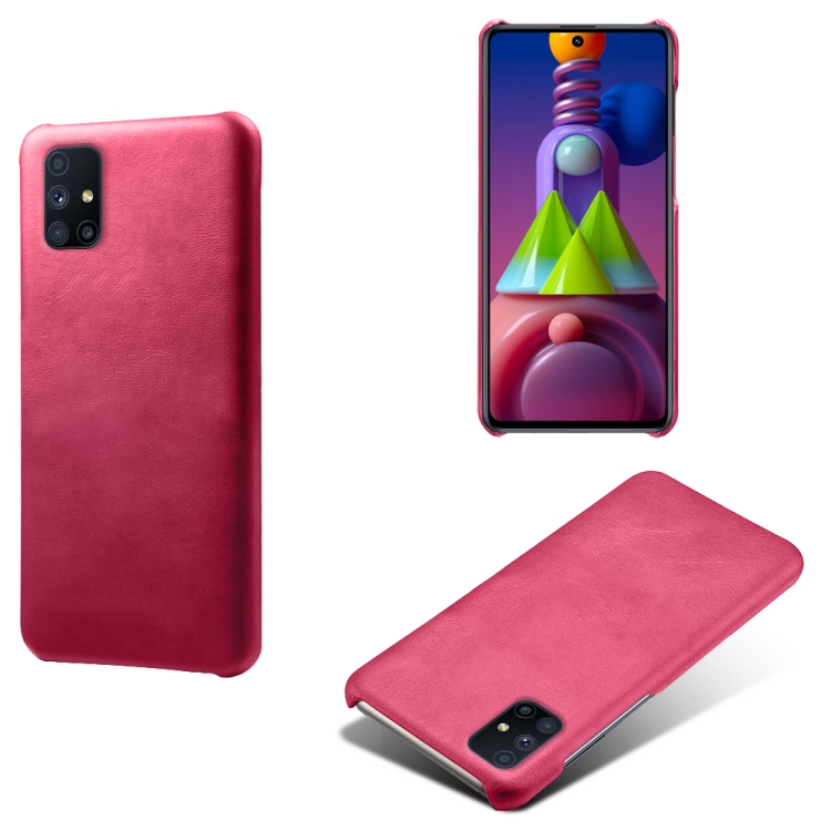 

For Samsung Galaxy M31 Calf Texture PC + PU Phone Case(Rose Red)