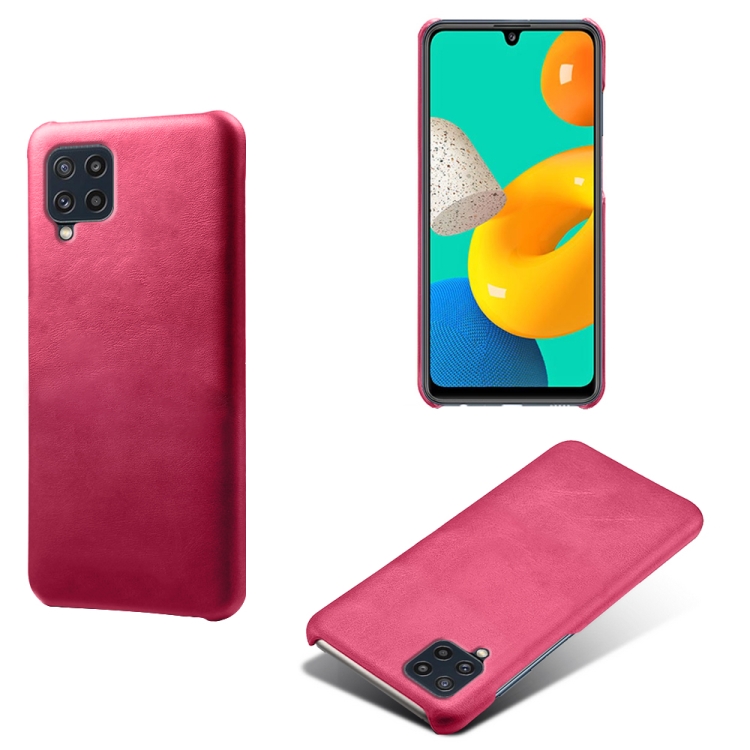 

For Samsung Galaxy M32 Calf Texture PC + PU Phone Case(Rose Red)