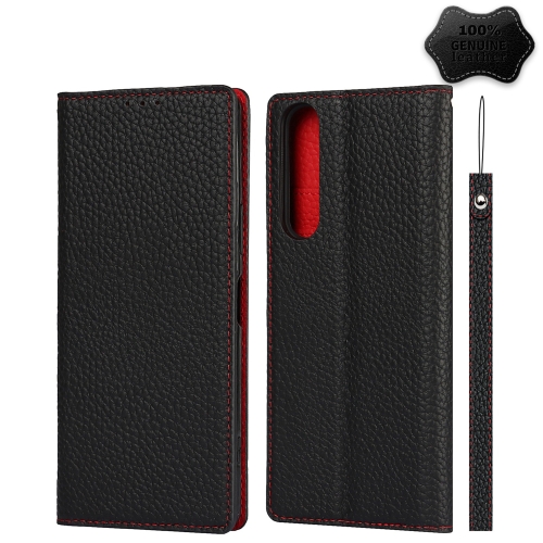 

For Sony Xperia 1 II Litchi Genuine Leather Phone Case(Black)