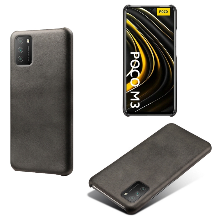 

For Xiaomi Poco M3 Calf Texture PC + PU Phone Case(Black)
