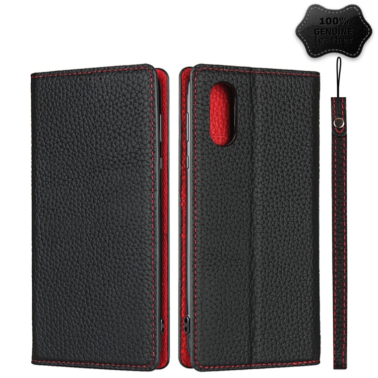 

For Sharp Aquos Sense 3 Plus Litchi Genuine Leather Phone Case(Black)
