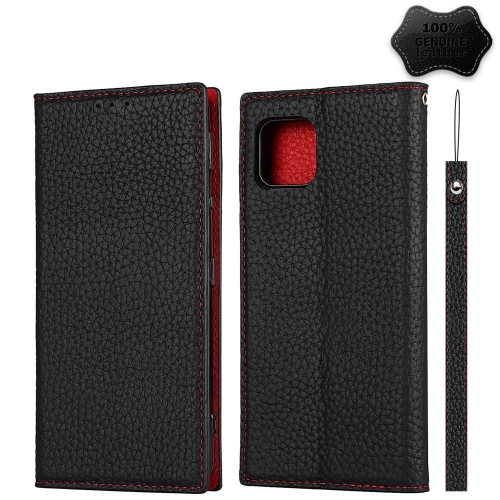 

For Sharp Aquos Sense 4 Litchi Genuine Leather Phone Case(Black)