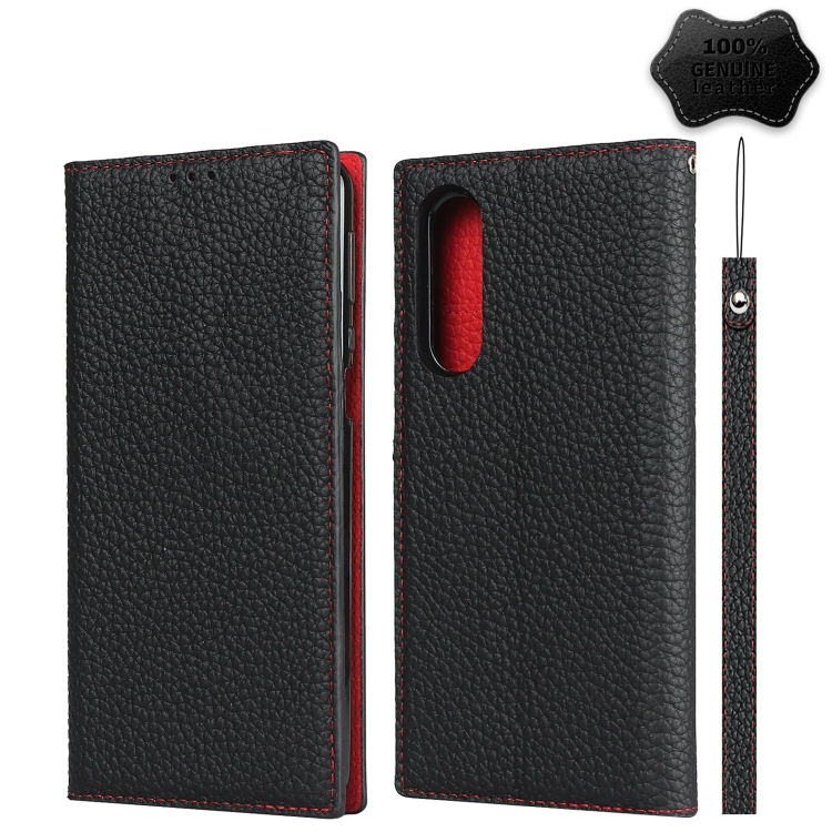 

For Sharp Aquos Zero 5G Litchi Genuine Leather Phone Case(Black)