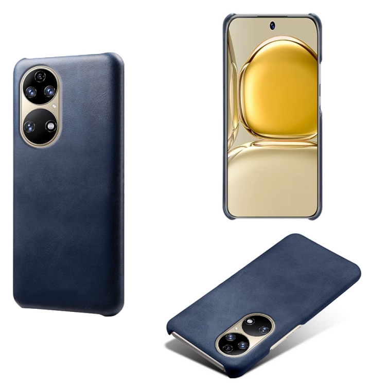 

For Huawei P50 Calf Texture PC + PU Phone Case(Blue)