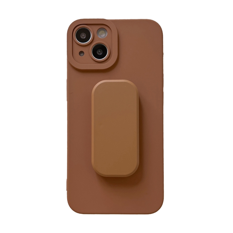 

TPU Phone Case with Holder For iPhone 13(Brown)