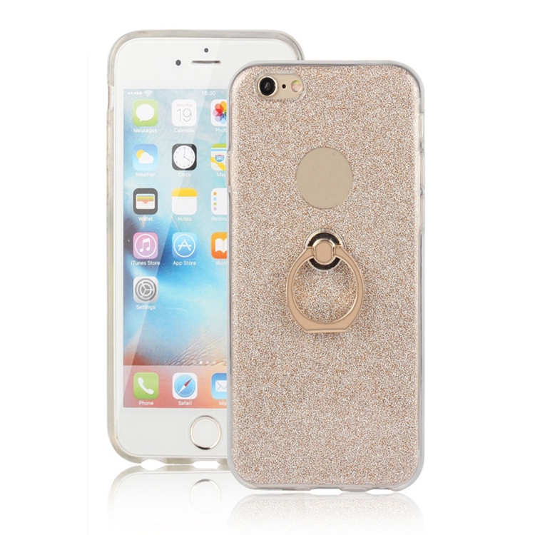 

For iPhone 6 / 6s Glittery Powder Shockproof TPU Protective Case with Ring Holder(Gold)
