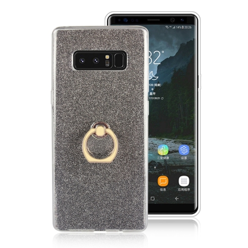 

For Galaxy Note 8 Glittery Powder Shockproof TPU Protective Case with Ring Holder(Black)