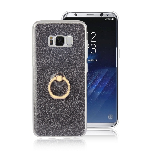 

For Galaxy S8+ Glittery Powder Shockproof TPU Protective Case with Ring Holder(Black)