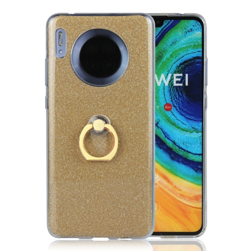 

For Huawei Mate 30 Glittery Powder Shockproof TPU Protective Case with Ring Holder(Gold)