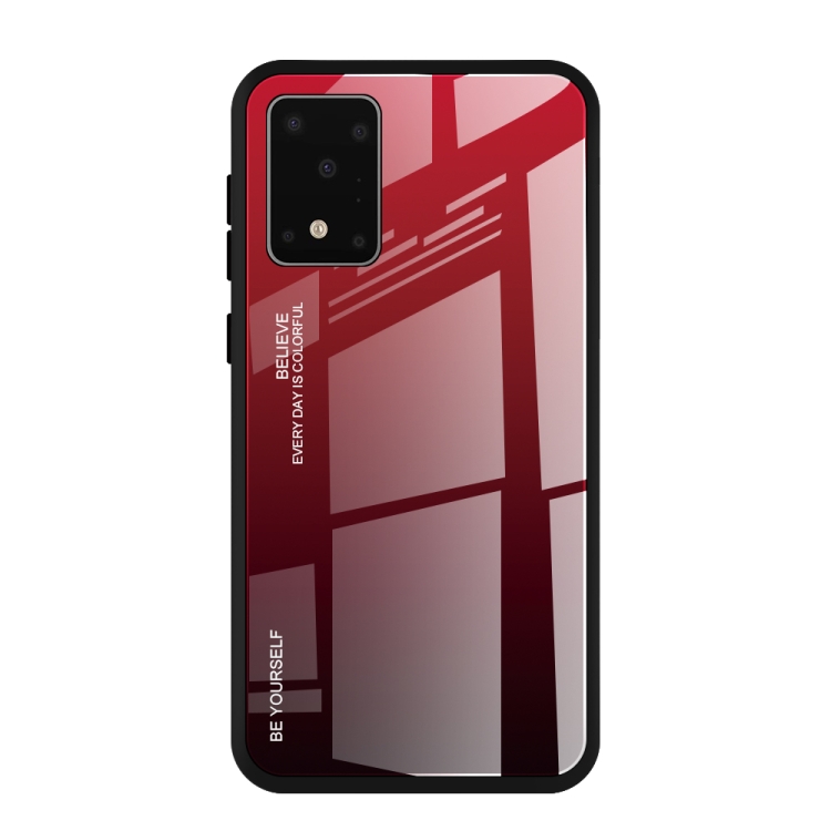 

For Galaxy S20 Ultra Gradient Color Glass Case(Red)