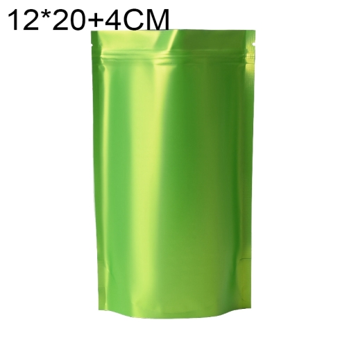 

100 PCS/Set Matte Aluminum Foil Snack Stand-up Pouch, Size:12x20+4cm(Green)