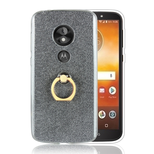 

For Motorola Moto E5 Play Glittery Powder Shockproof TPU Protective Case with Ring Holder(Black)