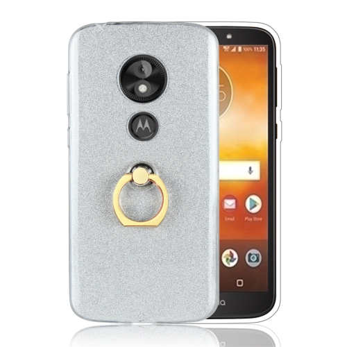

For Motorola Moto E5 Play Glittery Powder Shockproof TPU Protective Case with Ring Holder(White)