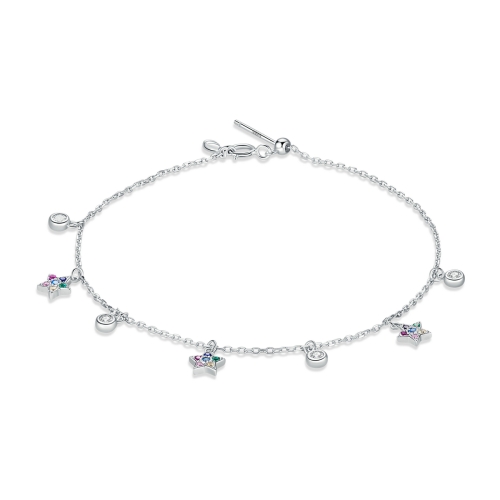 

S925 Sterling Silver Star Colored Zircon Bracelet Women Jewelry