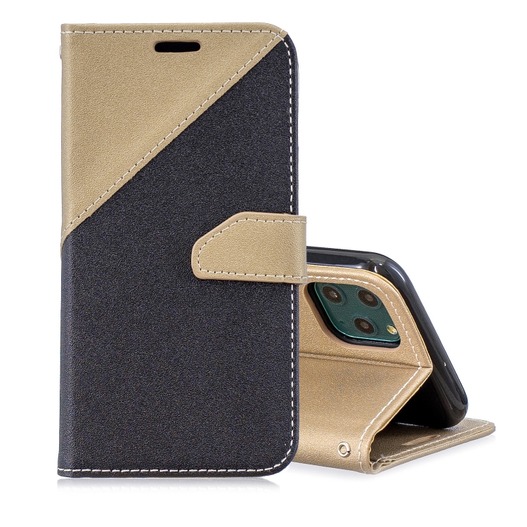 

For iPhone 11 Pro Matching Color Frosted Texture Horizontal Flip PU Leather Case with Holder & Card Slots & Lanyard(Black + Gold)