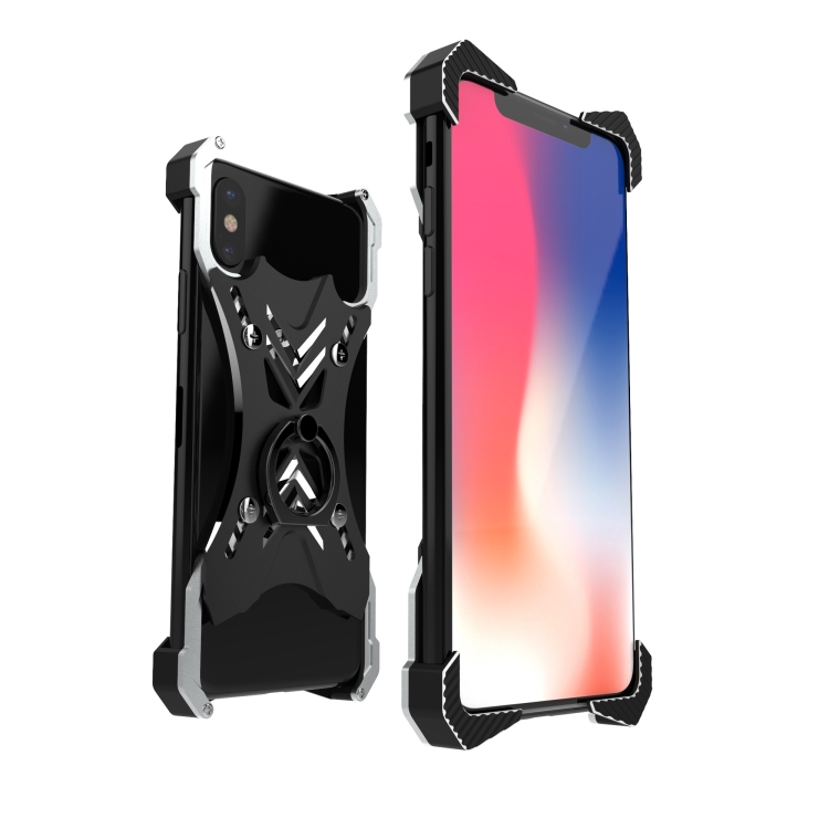 

For iPhone XS Max PC Sword Soul Shockproof Armor Metal Protective Case with Ring Holder(Black)