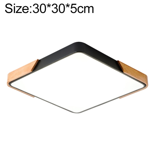 

Wood Macaron LED Square Ceiling Lamp, Stepless Dimming, Size:30cm(Black)