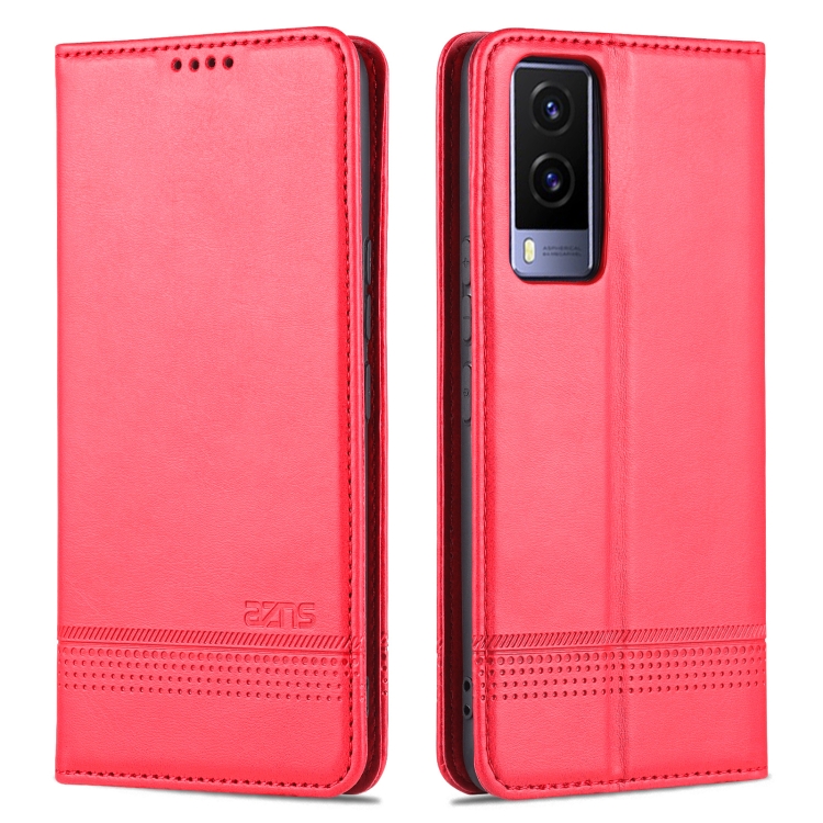 

For vivo Y71t / V21e 5G AZNS Magnetic Calf Texture Horizontal Flip Leather Phone Case(Red)