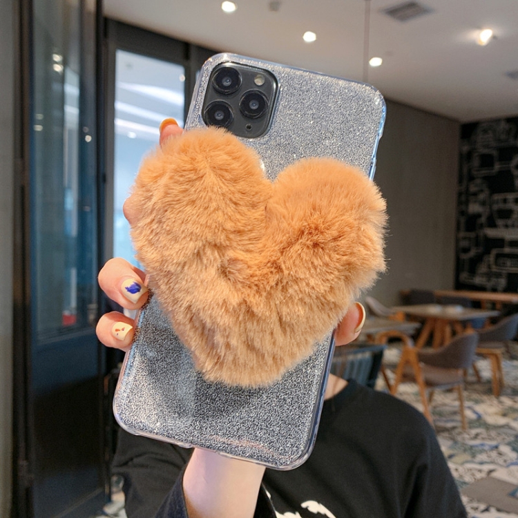 

For iPhone 11 Pro Max Big Love Glitter Powder TPU Case(Grey)