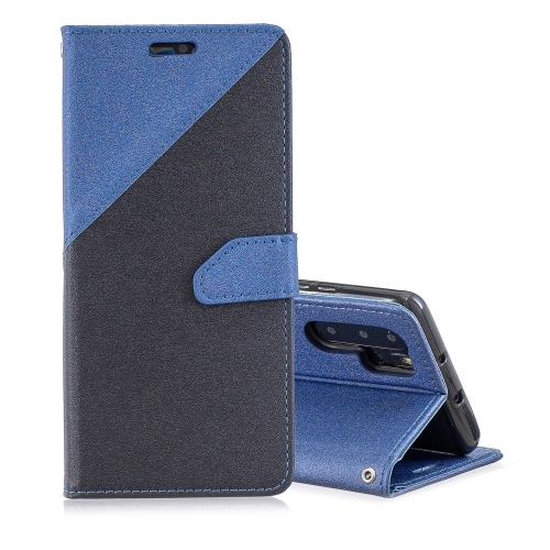 

For Huawei P30 Pro Matching Color Frosted Texture Horizontal Flip PU Leather Case with Holder & Card Slots & Lanyard(Black + Royal Blue)