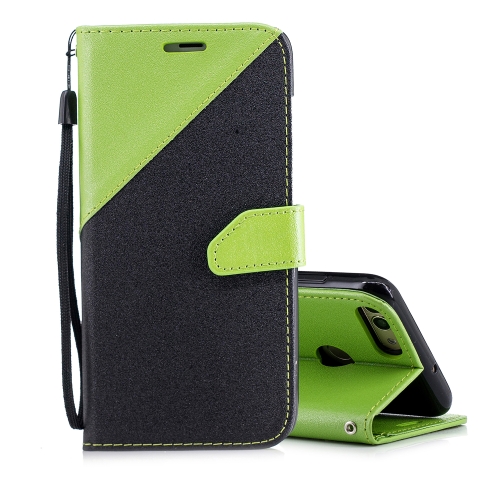 

For Huawei Lmagine 7S Matching Color Frosted Texture Horizontal Flip PU Leather Case with Holder & Card Slots & Lanyard(Black + Green)