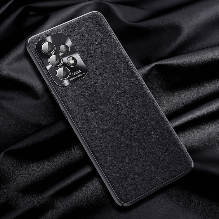 

For Samsung Galaxy A72 5G / 4G Plain Skin Leather Phone Case(Black)