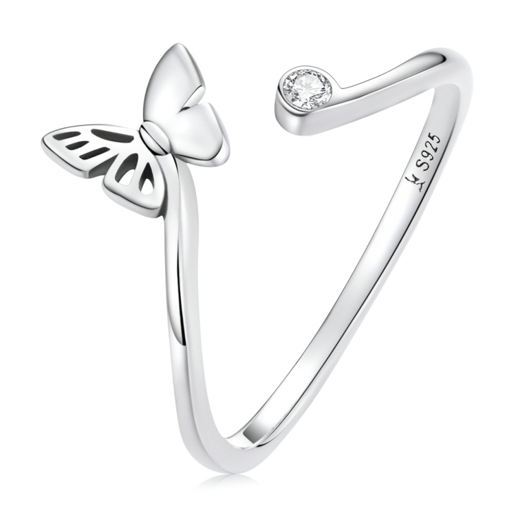 

S925 Sterling Silver Butterfly Women Open Ring