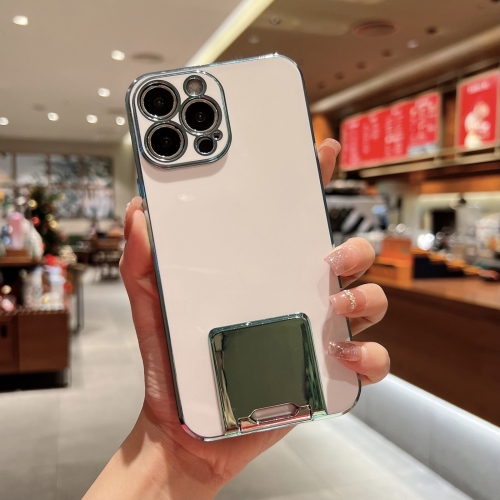 

Electroplating TPU Phone Case with Holder For iPhone 12 Pro Max(Green)