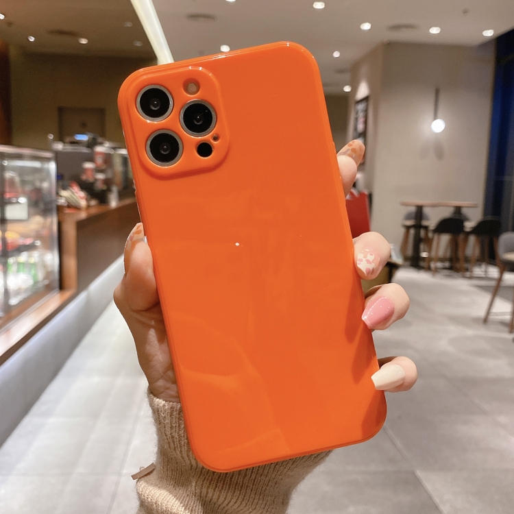 

Glossy Straight-Edge TPU Phone Case For iPhone 13 Pro Max(Orange)