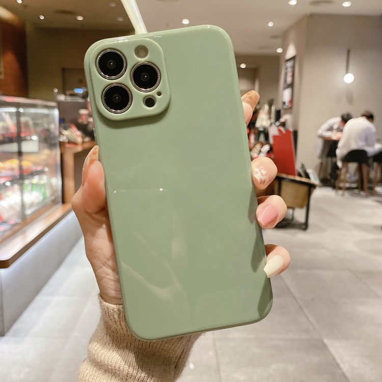 

Glossy Straight-Edge TPU Phone Case For iPhone 12 Pro(Green)