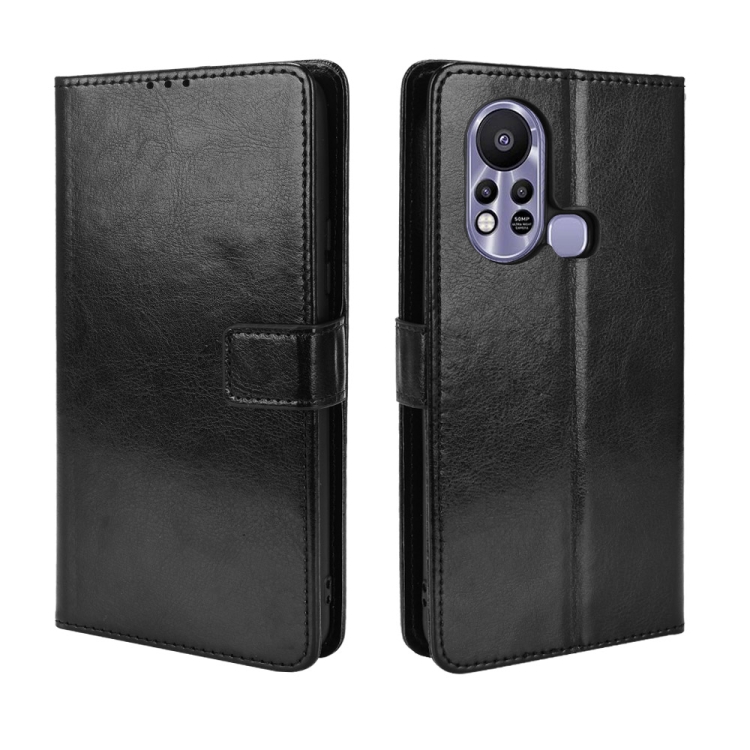 

For Infinix Hot 11S Retro Crazy Horse Texture Leather Phone Case(Black)