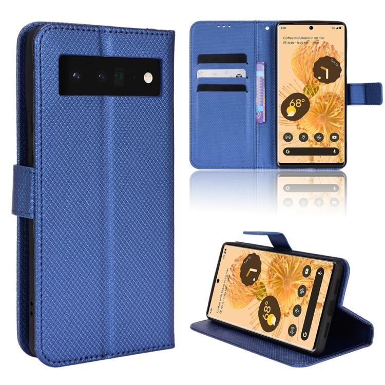 

For Google Pixel 6 Pro Diamond Texture Leather Phone Case(Blue)