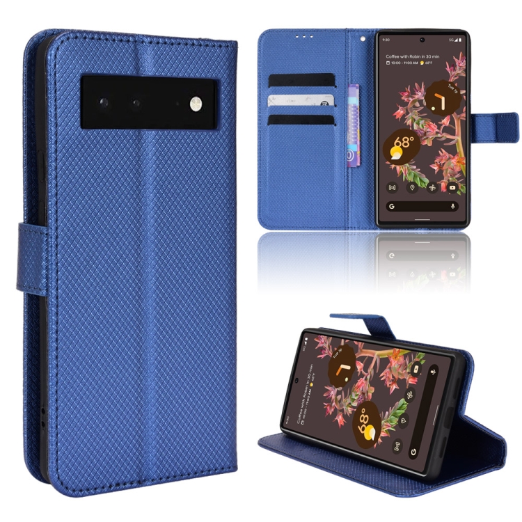 

For Google Pixel 6 Diamond Texture Leather Phone Case(Blue)