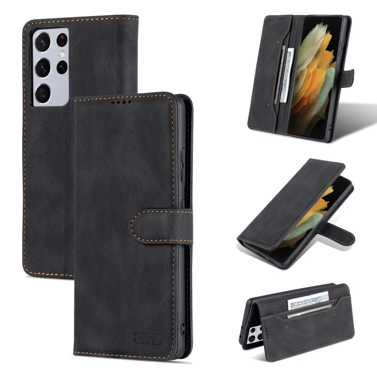 

For Samsung Galaxy S21 Ultra 5G AZNS Dream II Skin Feel Horizontal Flip Leather Case(Black)
