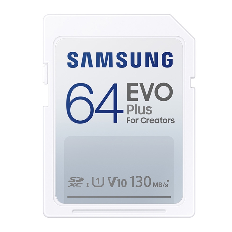 

Original Samsung EVO Plus SD Memory Card (2021), Capacity:64GB(White Blue)