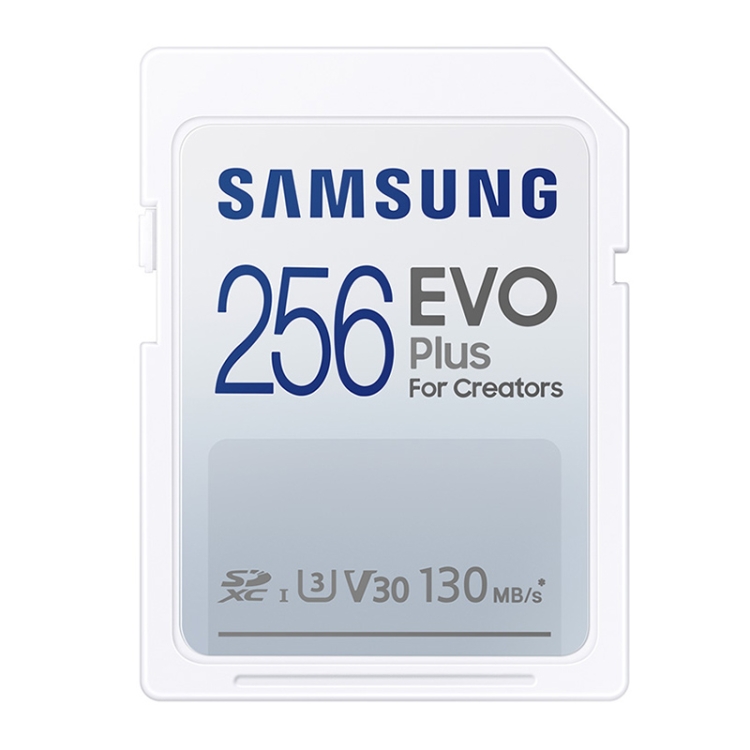 

Original Samsung EVO Plus SD Memory Card (2021), Capacity:256GB(White Blue)