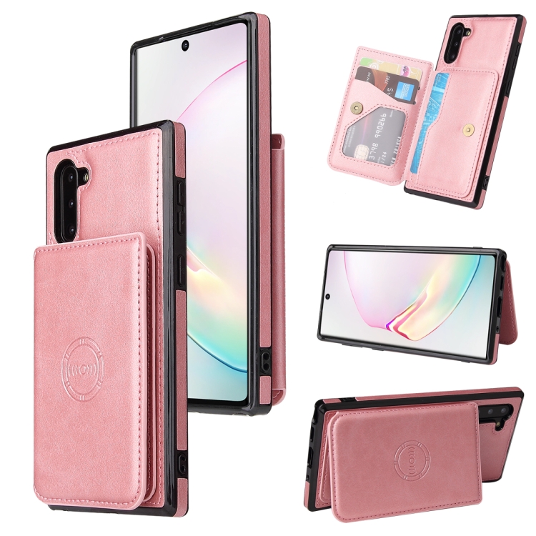

For Samsung Galaxy Note10 Calf Texture Magnetic Card Bag PU Phone Case(Rose Gold)
