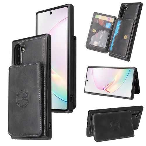 

For Samsung Galaxy Note10 Calf Texture Magnetic Card Bag PU Phone Case(Black)