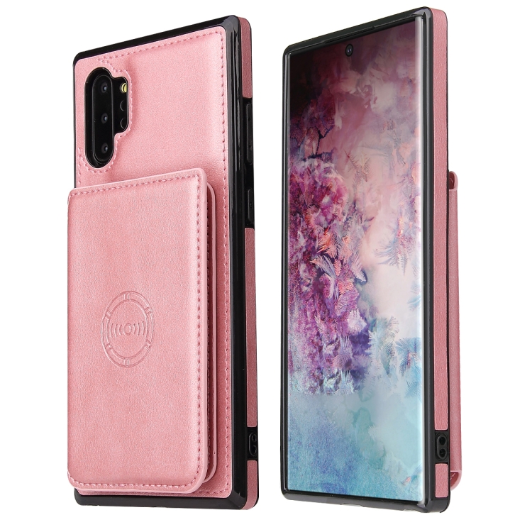 

For Samsung Galaxy Note10+ Calf Texture Magnetic Card Bag PU Phone Case(Rose Gold)