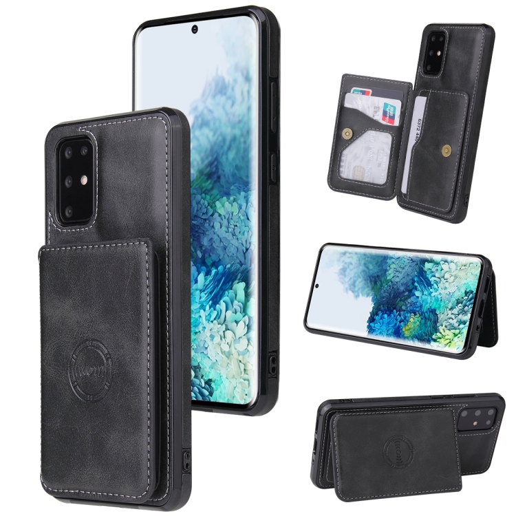 

For Samsung Galaxy S20 Calf Texture Magnetic Card Bag PU Phone Case(Black)