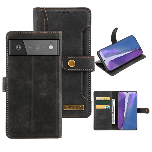 

For Google Pixel 6 Copper Buckle Leather Phone Case(Black)