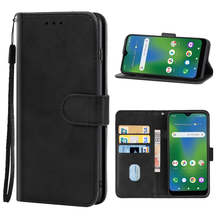

Leather Phone Case For Cricket Influence(Black)