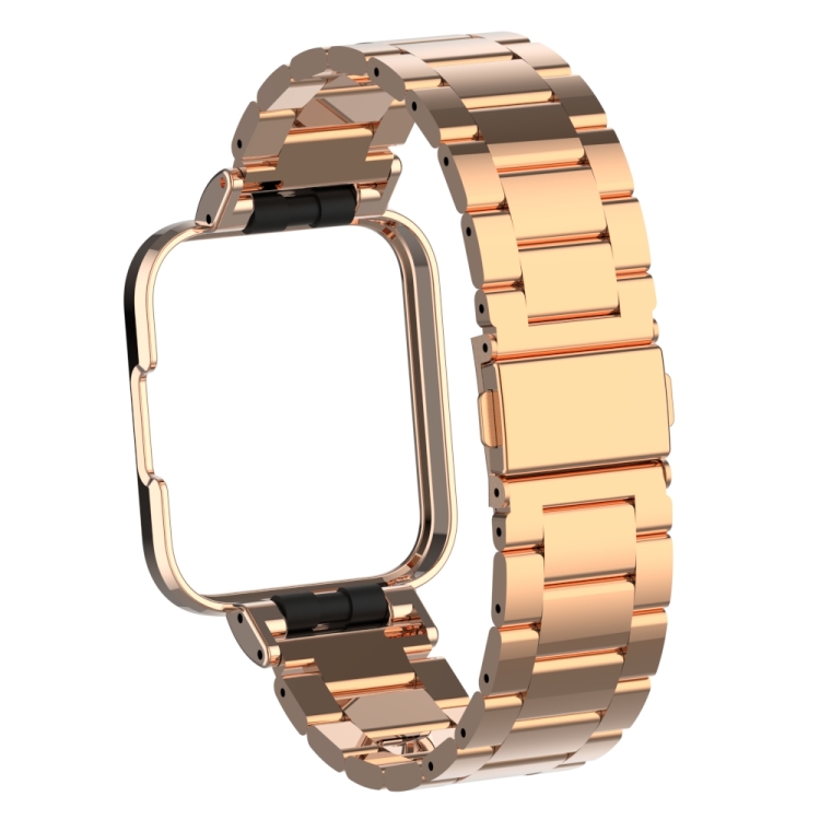 

For Xiaomi Redmi Watch 2 Three-Bead Metal Watchband(Rose Gold)